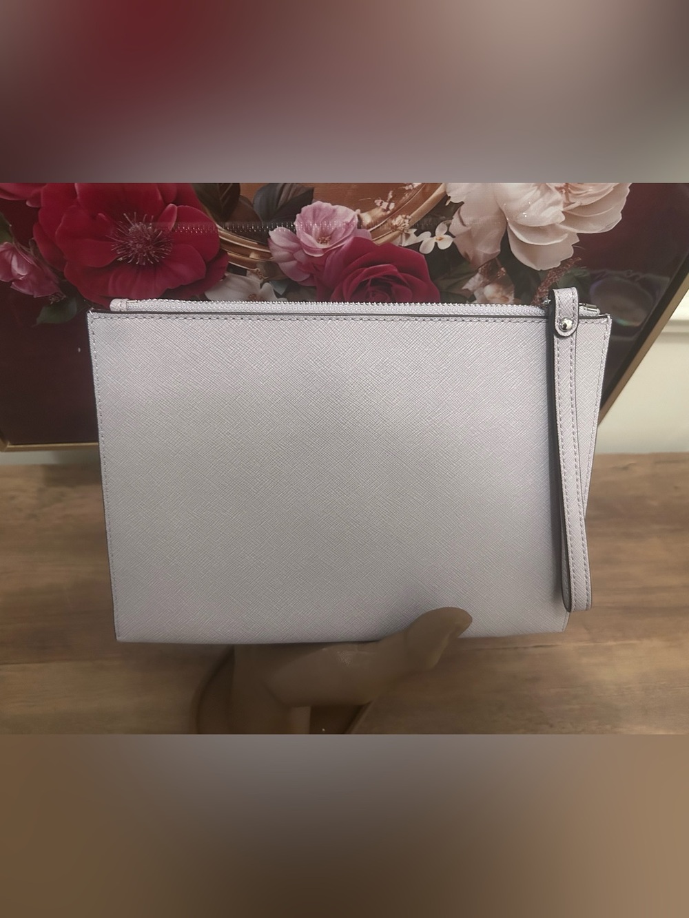 Michael Kors Silver-Accent Lilac/Gray Studded Wristlet - Picture 4 of 6
